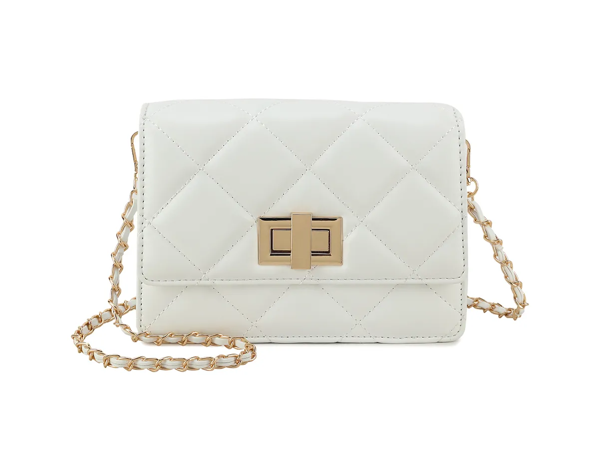 White Quilted Chain Bag - Beccamac