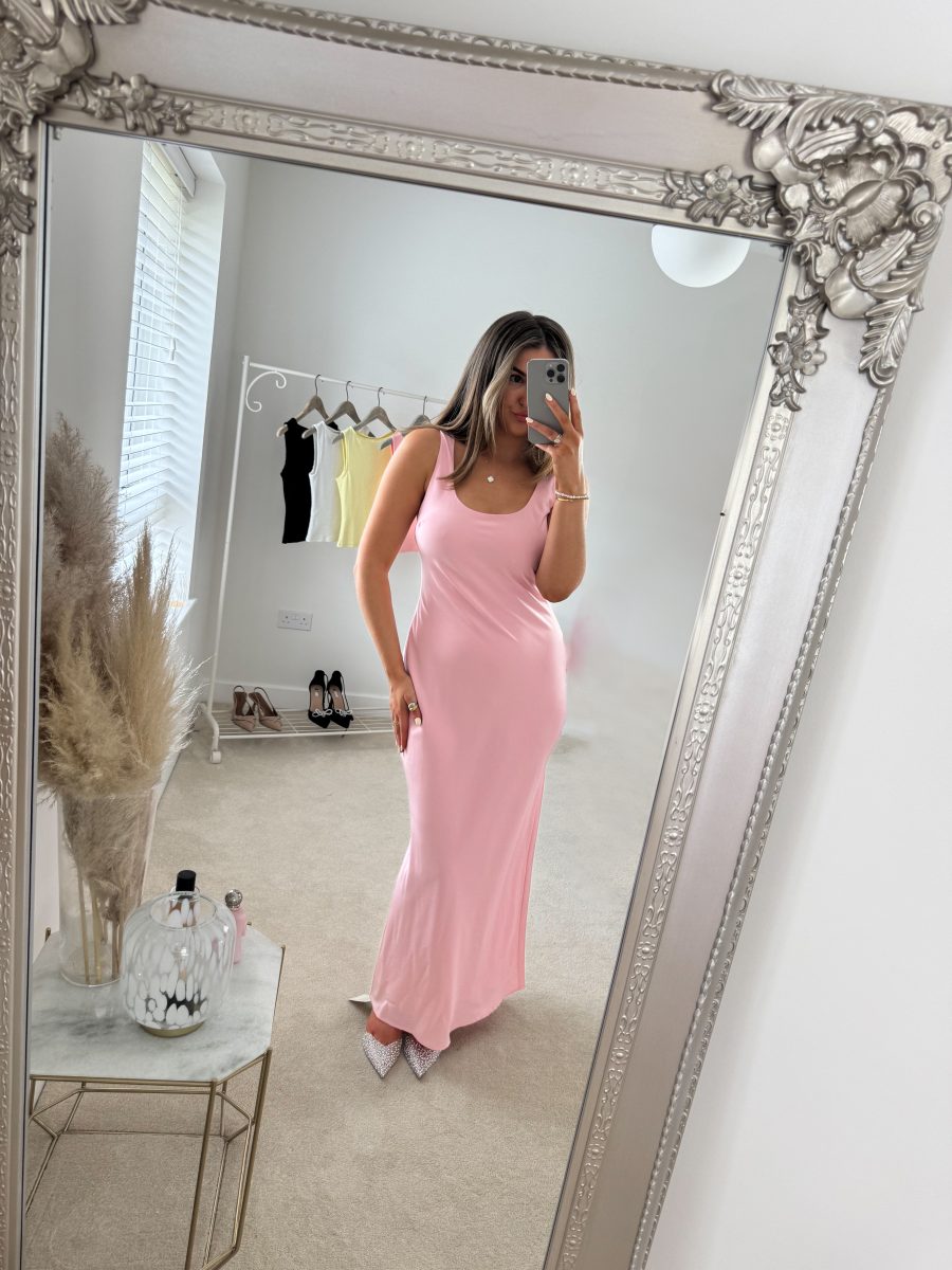open lace back dress Lush And Lavish Pink Pretty Floral Maxi Dress